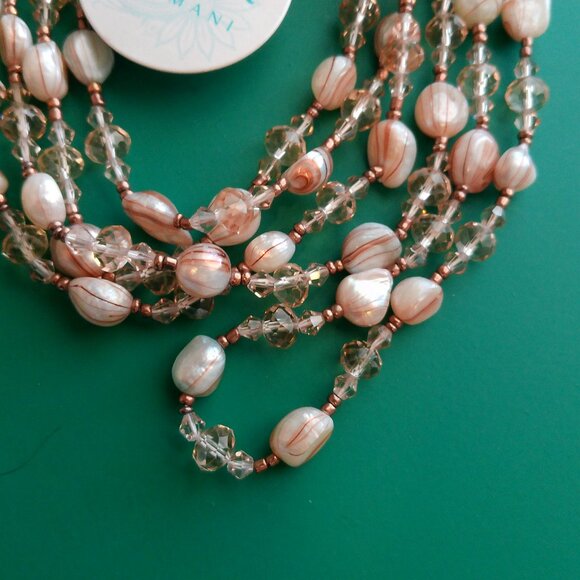 GORGEOUS Champagne Crystal Pearl Necklace & Bracelet (404) - Picture 11 of 13